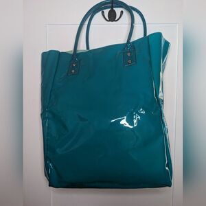 Teal Blue Plastic Tote Bag Purse Easy Clean 90's 2000's Y2K
